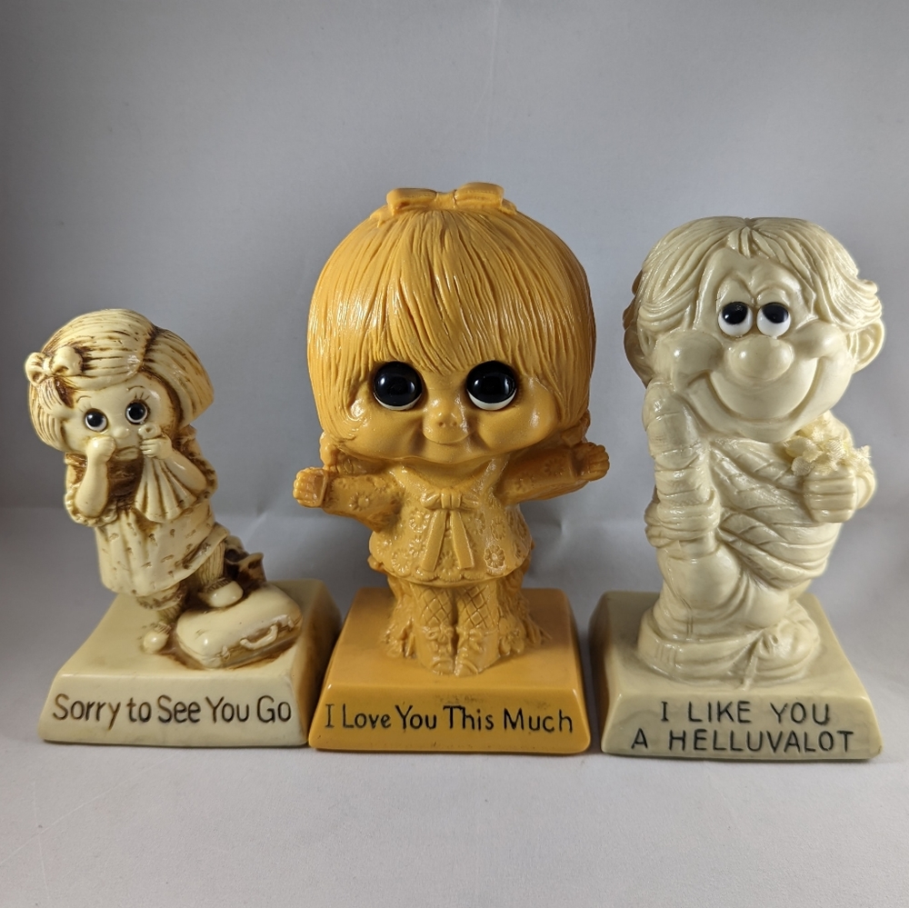 Trio of Vintage R&W Berries Co. Statues Silliscupts